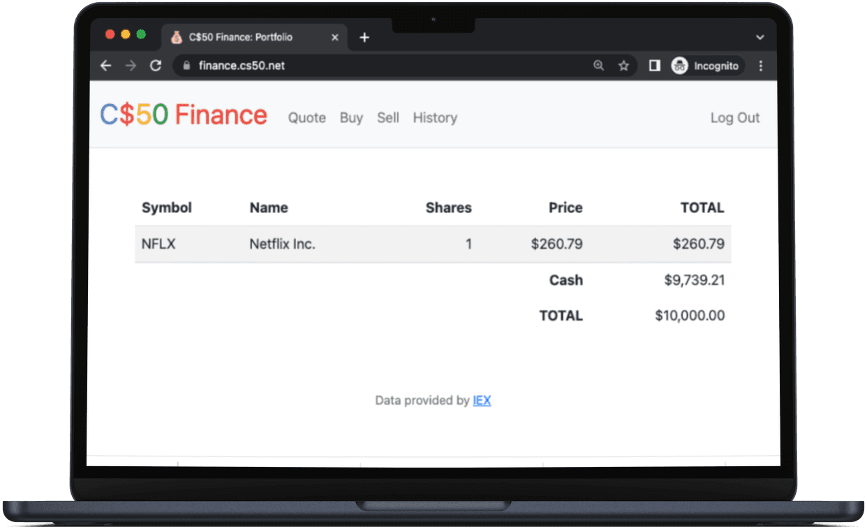 Finance screenshot