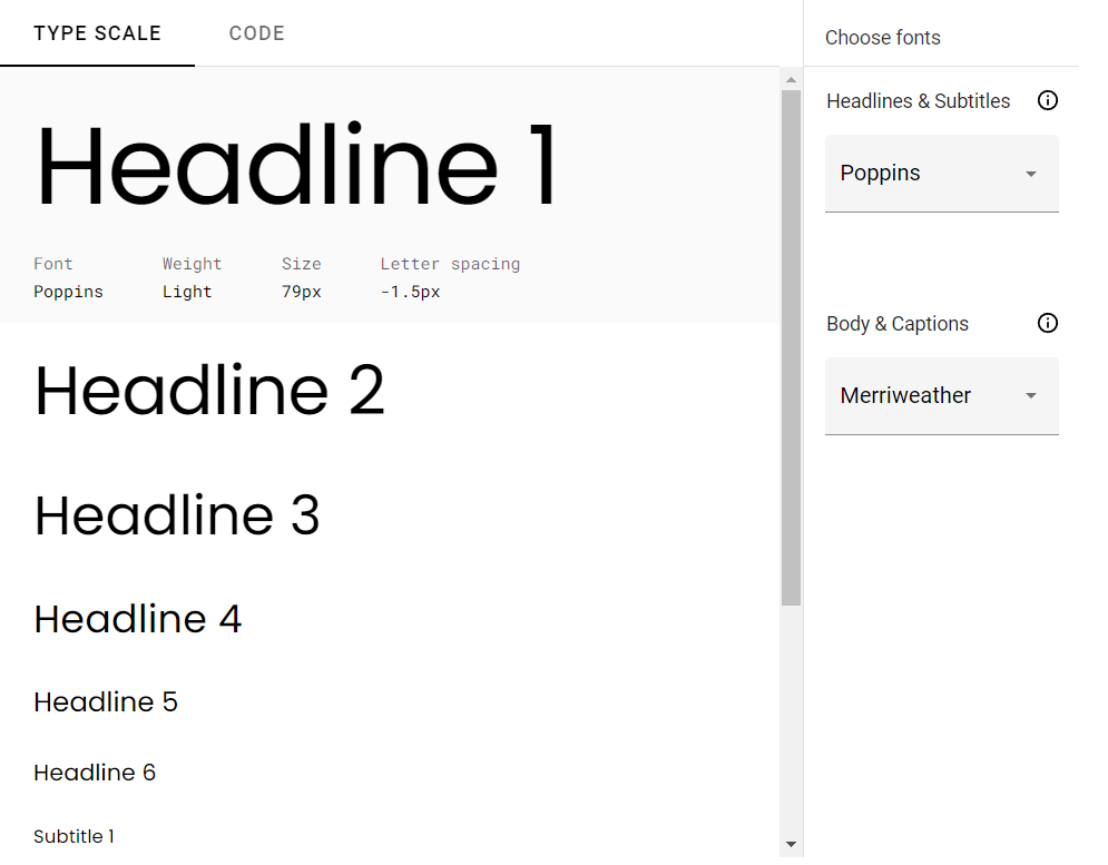 Material design Type scale generator